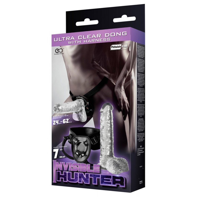 Invisible Hunter 7 - felcsatolható dildó (áttetsző) 45097 termék bemutató kép