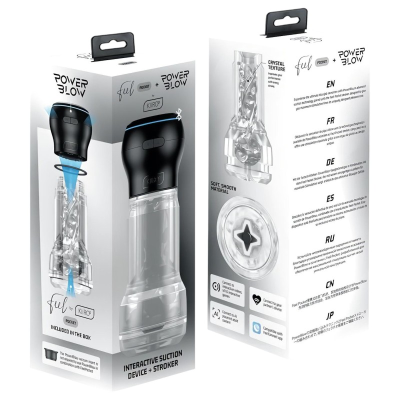 Kiiroo feel Pocket & PowerBlow - interaktív maszturbátor (átlátszó) 113606 termék bemutató kép