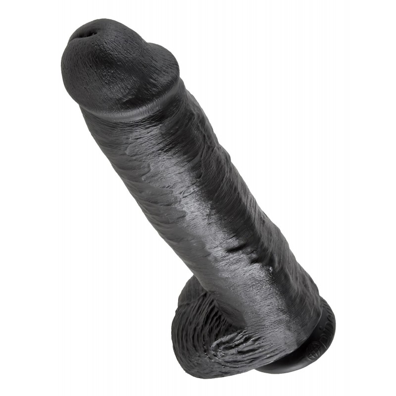 King Cock 11 - nagy tapadókorongos, herés dildó (28 cm, fekete) 131089 termék bemutató kép