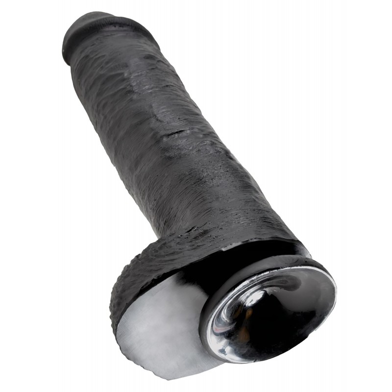 King Cock 11 - nagy tapadókorongos, herés dildó (28 cm, fekete) 131090 termék bemutató kép