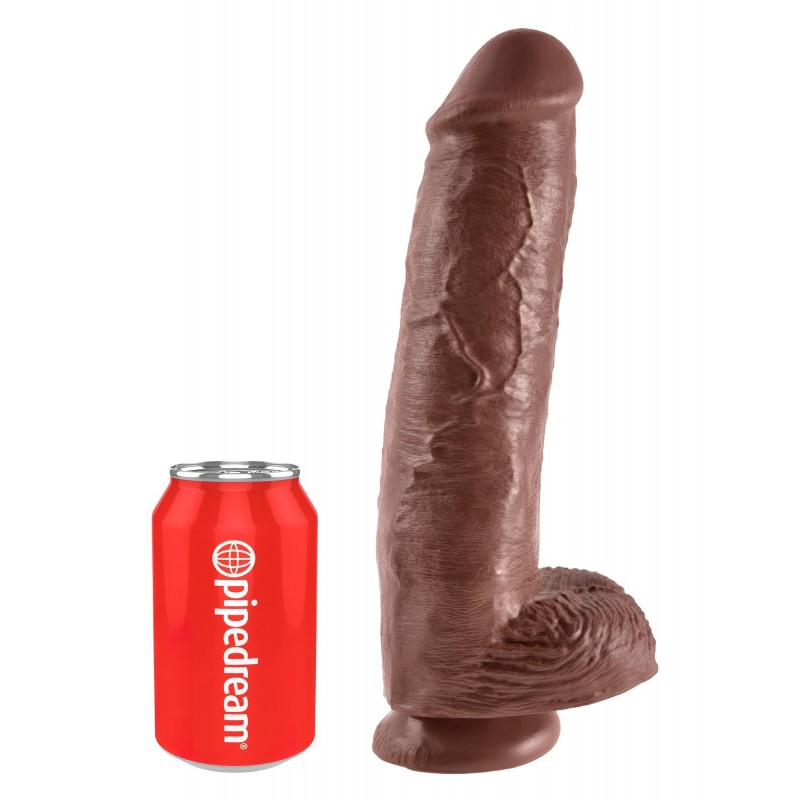 King Cock 11 - nagy tapadókorongos, herés dildó (28cm) - barna 106017 termék bemutató kép