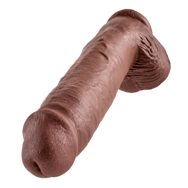 King Cock 11 - nagy tapadókorongos, herés dildó (28cm) - barna 106019 termék bemutató kép