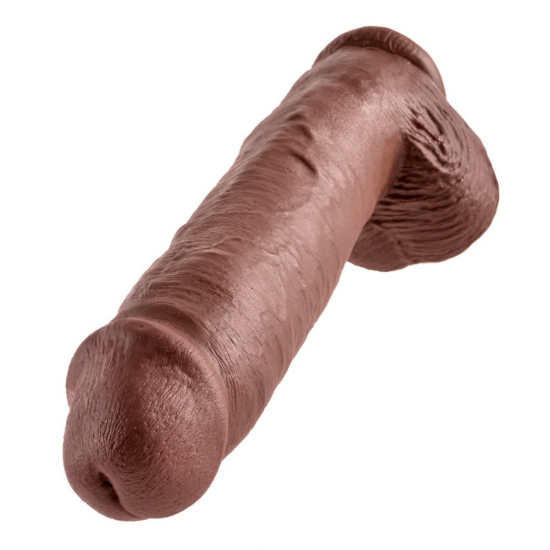 King Cock 11 - nagy tapadókorongos, herés dildó (28cm) - barna 40962 termék bemutató kép