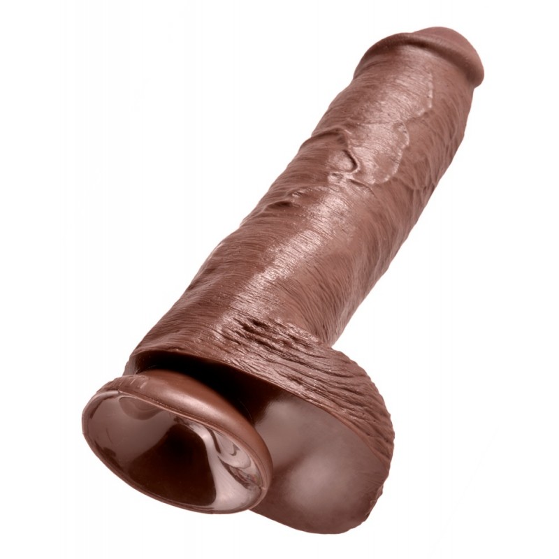 King Cock 11 - nagy tapadótalpas, herés dildó (28cm) - barna 40963 termék bemutató kép