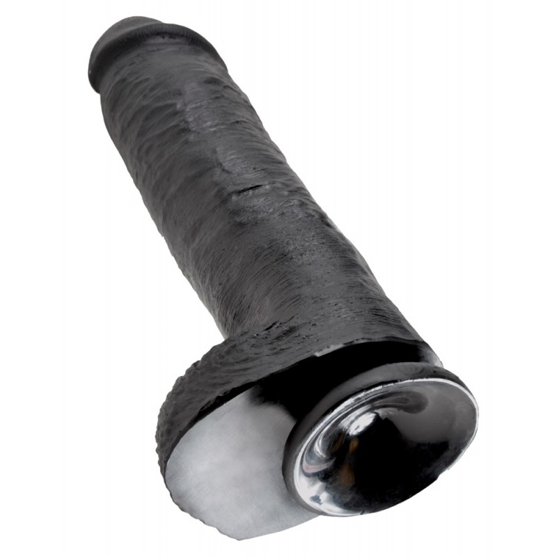 King Cock 11 - nagy tapadókorongos, herés dildó (28cm) - fekete 40958 termék bemutató kép