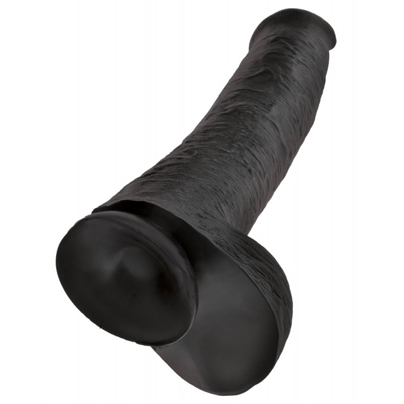 King Cock 15 - tapadókorongos, herés dildó (38cm) - fekete 40263 termék bemutató kép