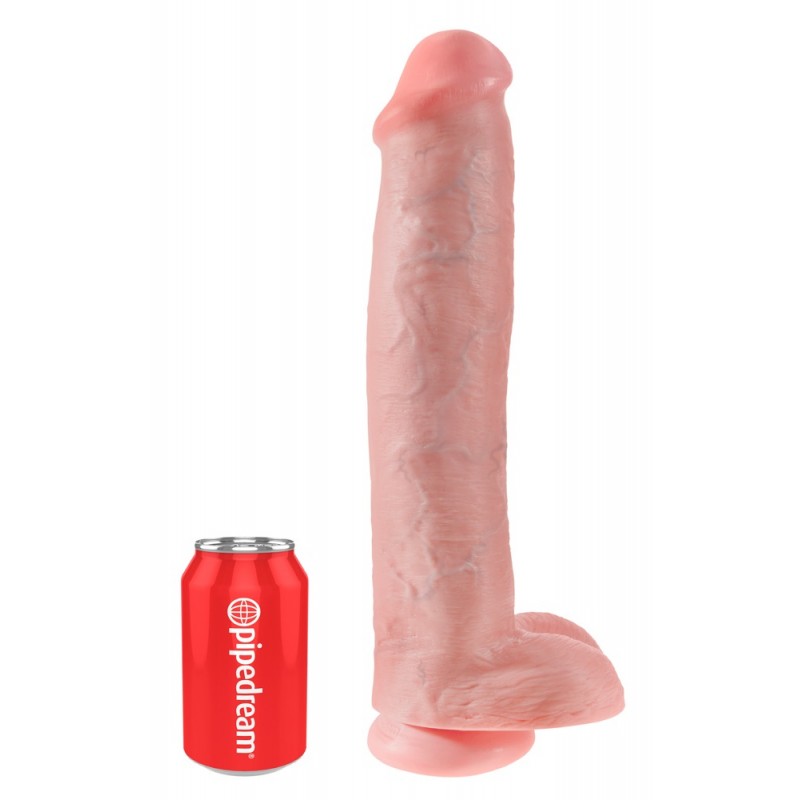 King Cock 15 - tapadókorongos, herés dildó (38cm) - natúr 40250 termék bemutató kép