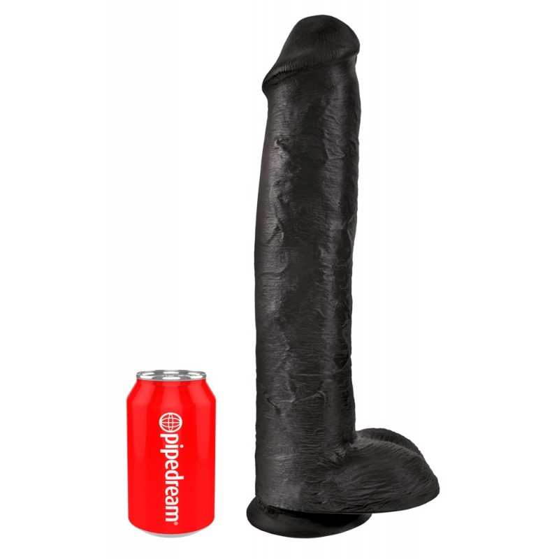 King Cock 15 - tapadókorongos, herés dildó (38cm) - fekete 92033 termék bemutató kép