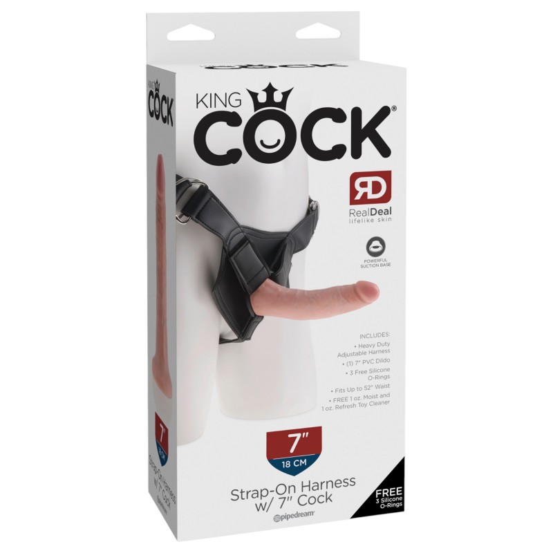King Cock 7 - felcsatolható dildó hámmal (fekete) 111557 termék bemutató kép