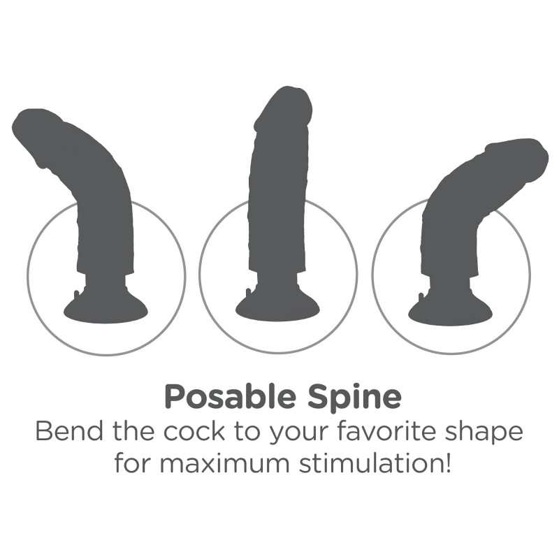 King Cock 7 - hajlítható, herés, tapadótalpas vibrátor (18cm) - natúr 144247 termék bemutató kép