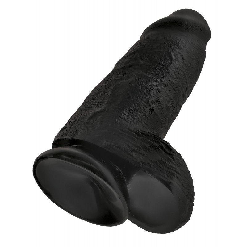 King Cock 9 Chubby - tapadókorongos, herés dildó (23cm) - fekete 106333 termék bemutató kép