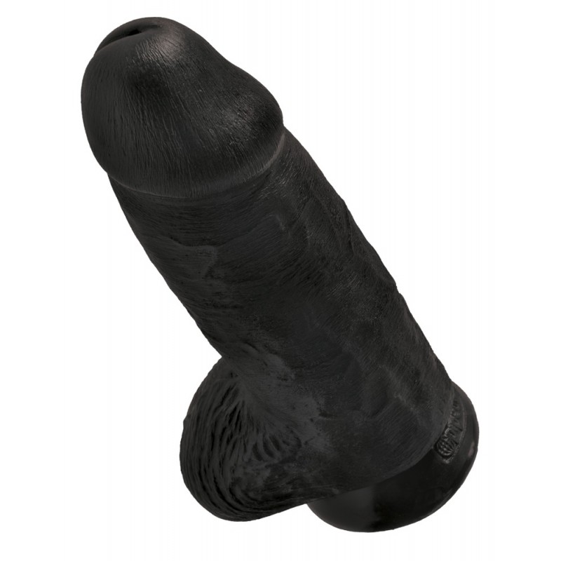 King Cock 9 Chubby - tapadókorongos, herés dildó (23cm) - fekete 40510 termék bemutató kép