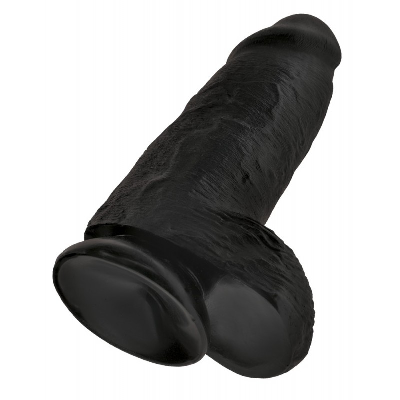 King Cock 9 Chubby - tapadókorongos, herés dildó (23cm) - fekete 40511 termék bemutató kép