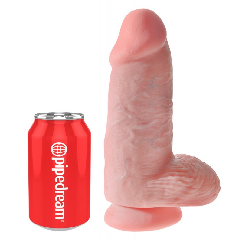 King Cock 9 Chubby - tapadókorongos, herés dildó (23cm) - natúr 40498 termék bemutató kép