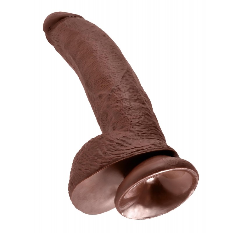 King Cock 9 - nagy tapadókorongos, herés dildó (23 cm, barna) 131207 termék bemutató kép