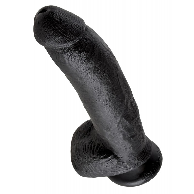King Cock 9 - nagy tapadókorongos, herés dildó (23 cm, fekete) 129273 termék bemutató kép