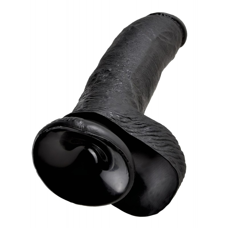 King Cock 9 - nagy tapadókorongos, herés dildó (23 cm, fekete) 129274 termék bemutató kép