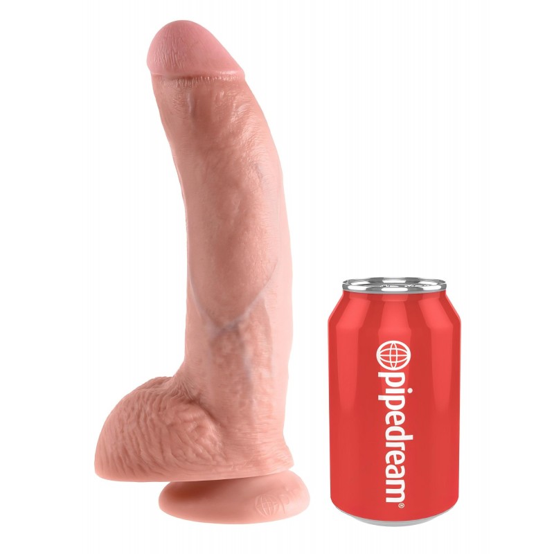 King Cock 9 - nagy tapadókorongos, herés dildó (23 cm, testszínű) 144387 termék bemutató kép