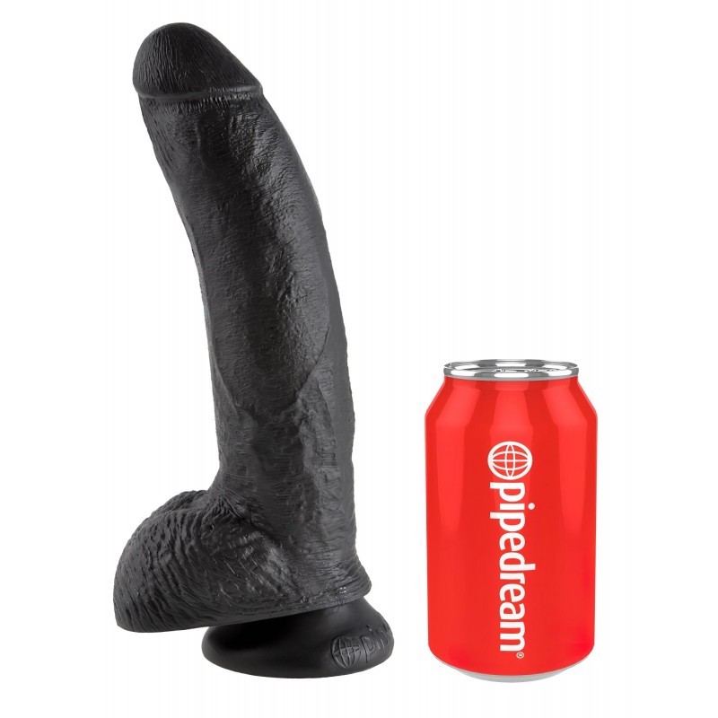 King Cock 9 - nagy tapadókorongos, herés dildó (23cm) - fekete 105359 termék bemutató kép