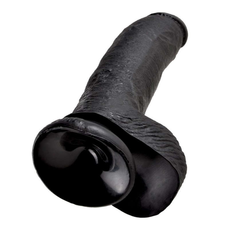 King Cock 9 - nagy tapadókorongos, herés dildó (23cm) - fekete 40193 termék bemutató kép