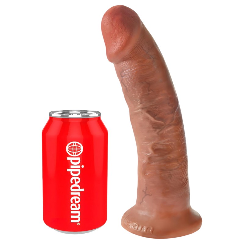 King Cock 9 - tapadókorongos élethű dildó (sötét natúr, 23 cm) 158402 termék bemutató kép