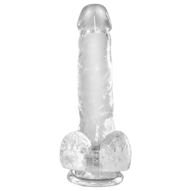King Cock Clear 6 - tapadókorongos, herés kis dildó (15cm) 106346 termék bemutató kép