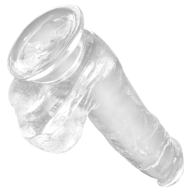 King Cock Clear 6 - tapadókorongos, herés kis dildó (15cm) 106347 termék bemutató kép