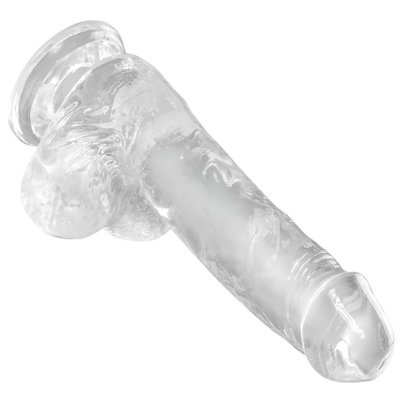 King Cock Clear 6 - tapadókorongos, herés kis dildó (15cm) 106348 termék bemutató kép