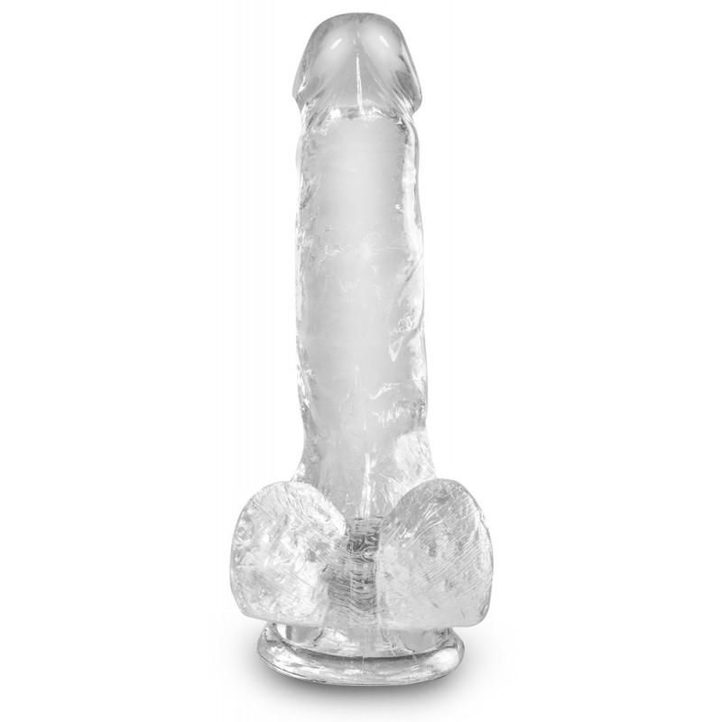 King Cock Clear 6 - tapadókorongos, herés kis dildó (15cm) 40124 termék bemutató kép