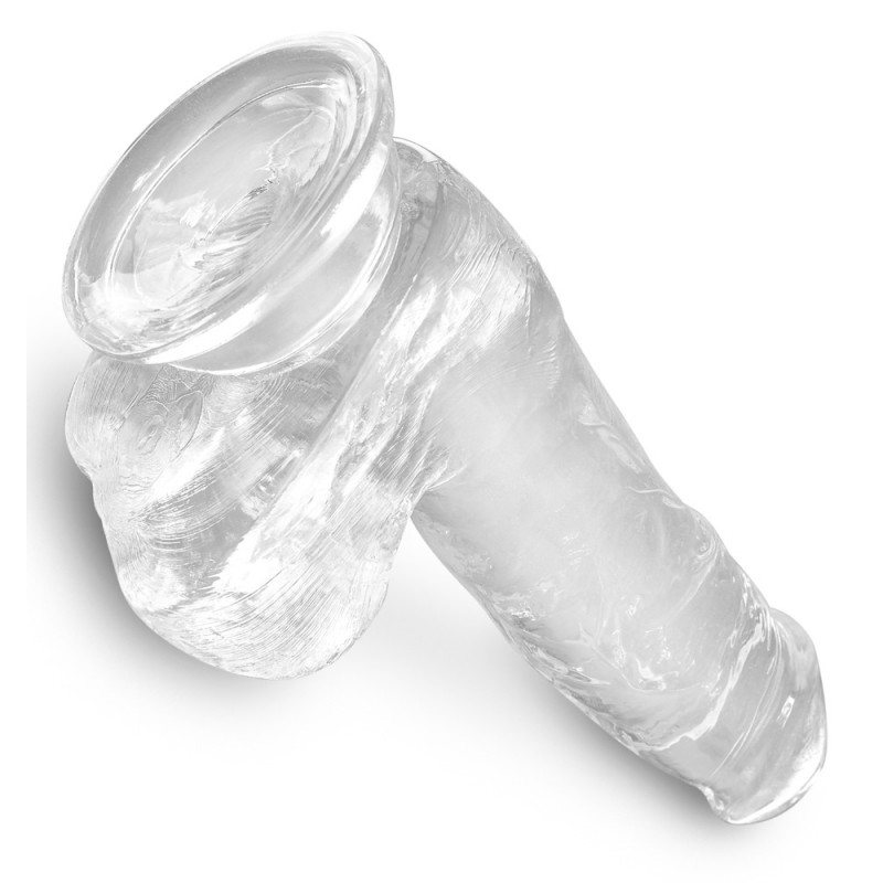 King Cock Clear 6 - tapadókorongos, herés kis dildó (15cm) 40125 termék bemutató kép