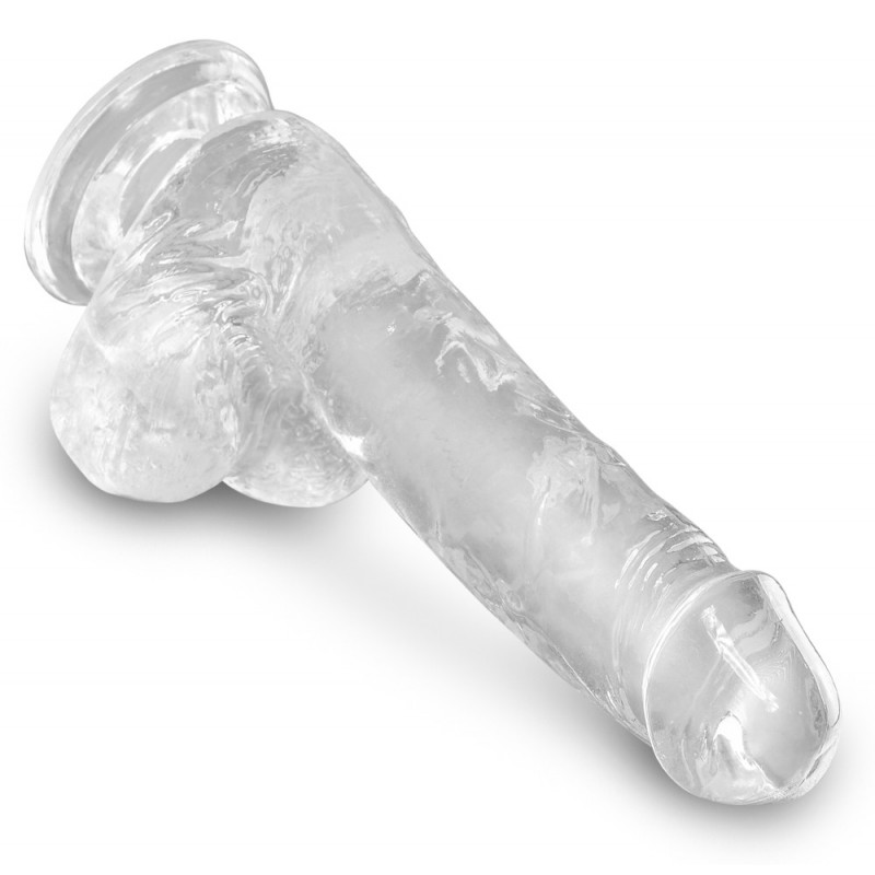 King Cock Clear 6 - tapadókorongos, herés kis dildó (15cm) 40126 termék bemutató kép