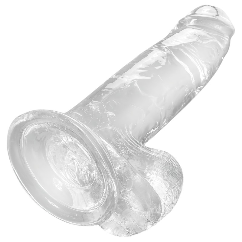 King Cock Clear 7 - tapadókorongos, herés dildó (18cm) 105912 termék bemutató kép