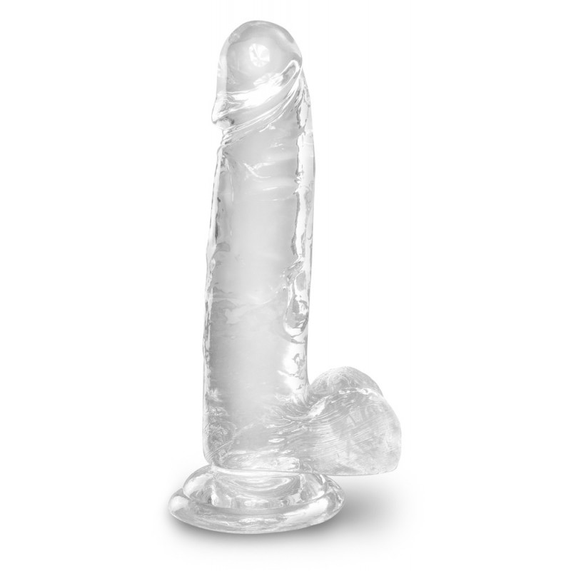 King Cock Clear 7 - tapadótalpas, herés dildó (18cm) 40113 termék bemutató kép