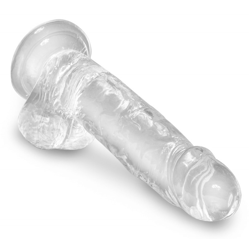 King Cock Clear 7 - tapadókorongos, herés dildó (18cm) 40115 termék bemutató kép