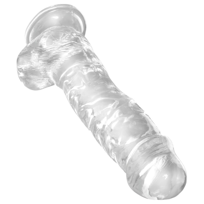 King Cock Clear 8 - átlátszó tapadókorongos, herés élethű dildó (20 cm) 158399 termék bemutató kép