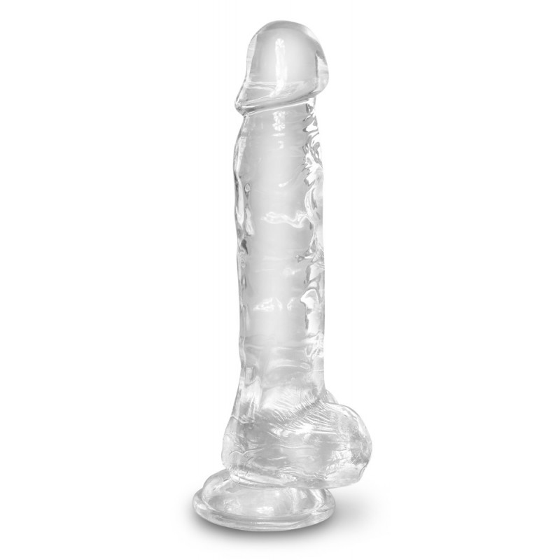 King Cock Clear 8 - tapadókorongos, herés dildó (20cm) 40108 termék bemutató kép