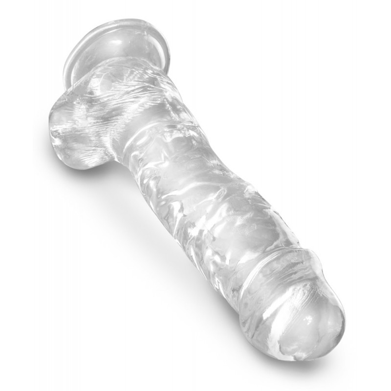 King Cock Clear 8 - tapadókorongos, herés dildó (20cm) 40110 termék bemutató kép