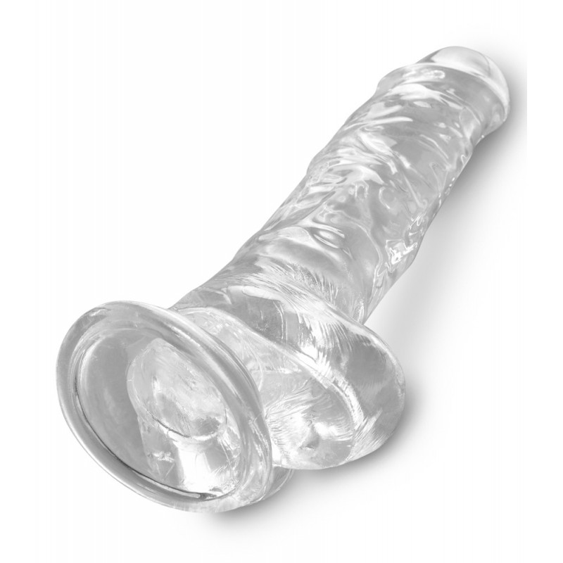 King Cock Clear 8 - tapadókorongos, herés dildó (20cm) 40111 termék bemutató kép