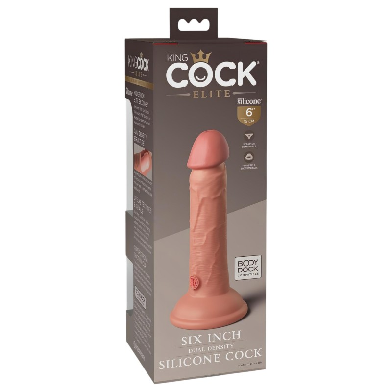 King Cock Elite 6 - tapadókorongos, élethű dildó (15 cm, natúr) 131322 termék bemutató kép