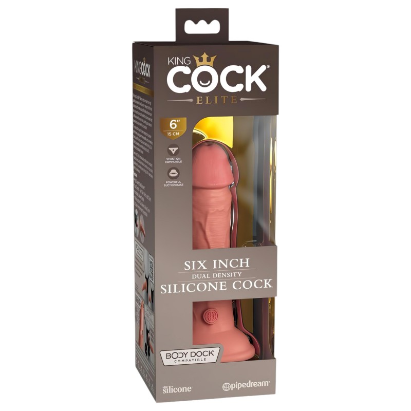 King Cock Elite 6 - tapadókorongos, élethű dildó (15 cm, natúr) 131323 termék bemutató kép