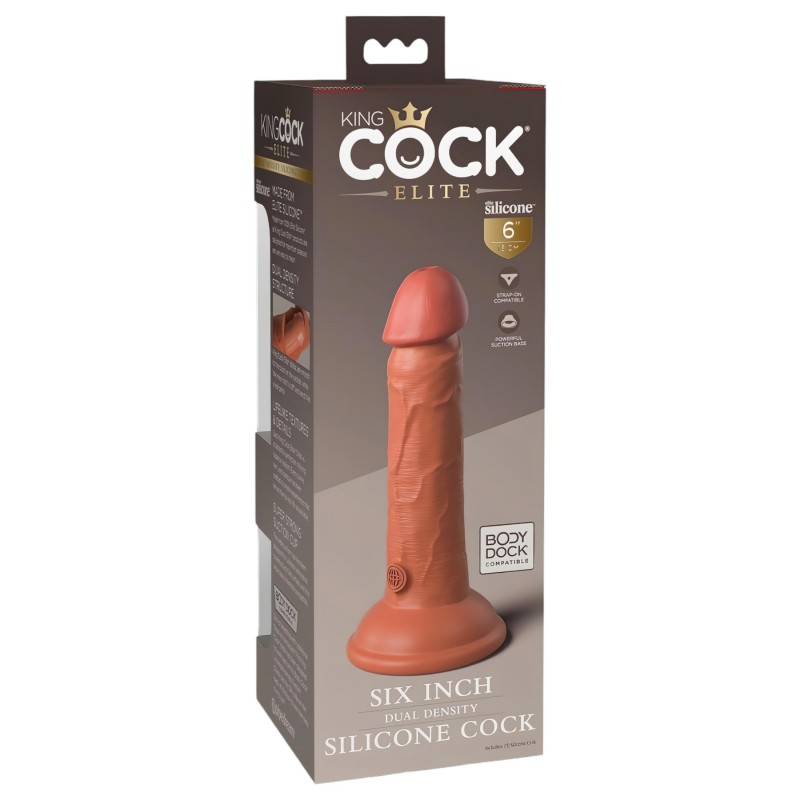 King Cock Elite 6 - tapadókorongos, élethű dildó (15cm) - sötét 105233 termék bemutató kép