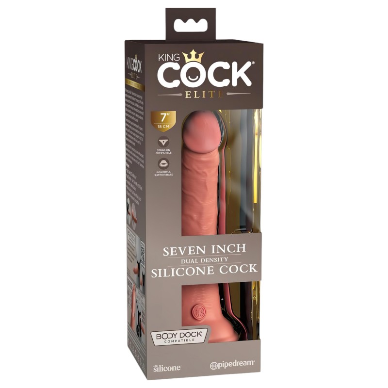 King Cock Elite 7- tapadókorongos, élethű dildó (18 cm, natúr) 131247 termék bemutató kép