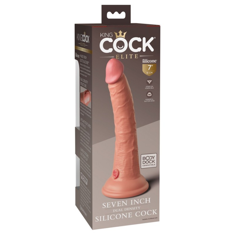 King Cock Elite 7- tapadókorongos, élethű dildó (18cm) - natúr 58883 termék bemutató kép