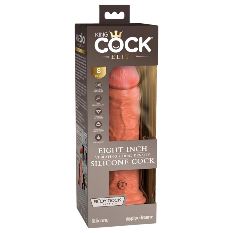King Cock Elite 8 - élethű vibrátor 20 cm (sötét testszínű) 144381 termék bemutató kép