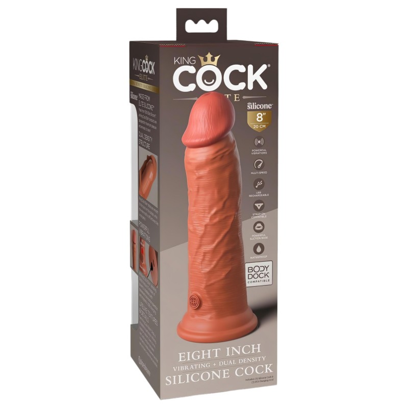 King Cock Elite 8 - élethű vibrátor 20cm (sötét natúr) 100831 termék bemutató kép