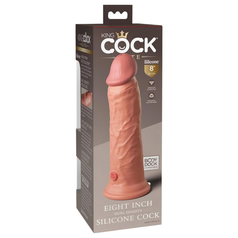 King Cock Elite 8 - tapadókorongos, élethű dildó (20 cm, natúr) 131240 termék bemutató kép