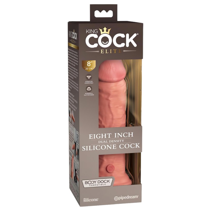 King Cock Elite 8 - tapadókorongos, élethű dildó (20 cm, natúr) 131241 termék bemutató kép