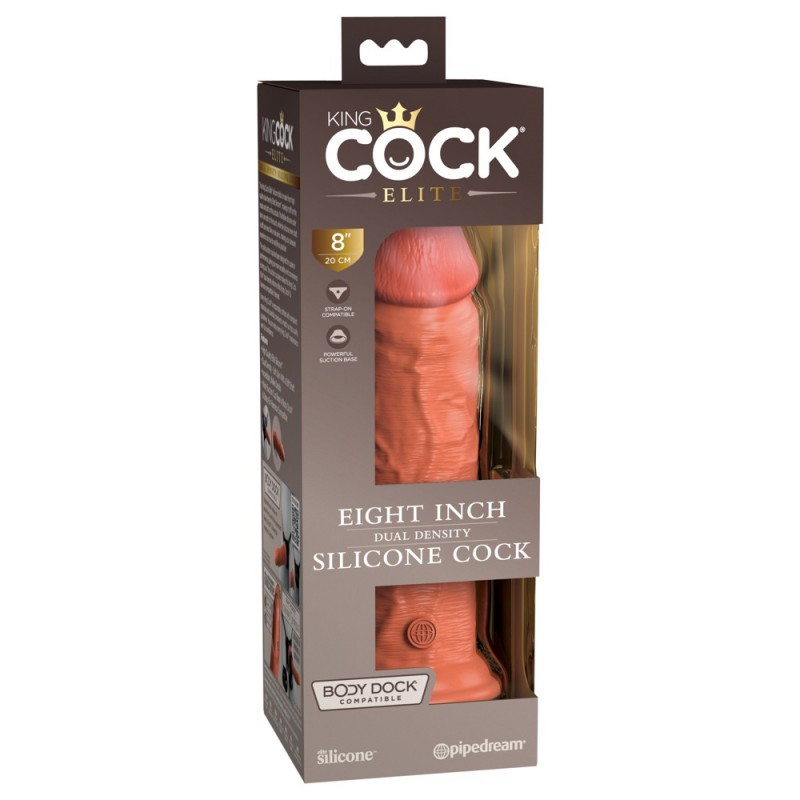 King Cock Elite 8 - tapadókorongos dildó (20cm) - sötét natúr 96620 termék bemutató kép
