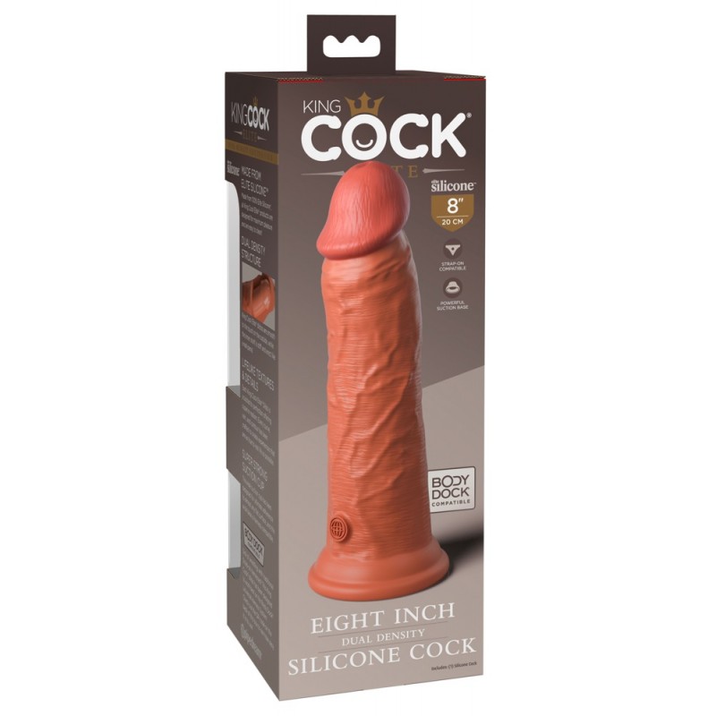 King Cock Elite 8 - tapadótalpas, élethű dildó (20cm) - sötét natúr 51487 termék bemutató kép