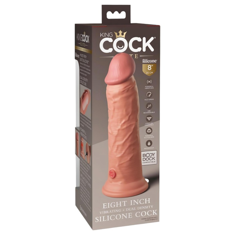 King Cock Elite 8 - testszínű élethű, tapadókorongos vibrátor (20 cm) 159793 termék bemutató kép